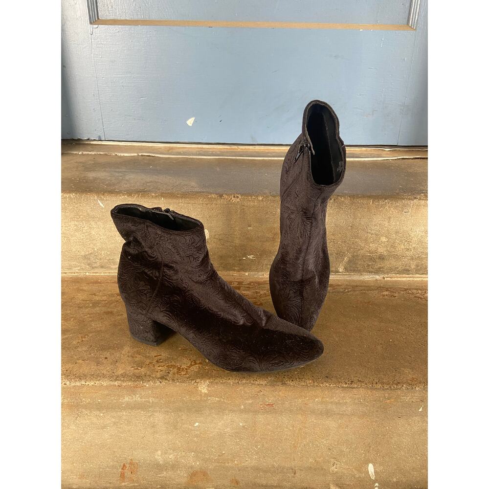 Unisa black embossed velvet block heel ankle
Boot